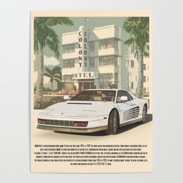 Cars and Classics - Miami Retro with iconic car Poster Poster