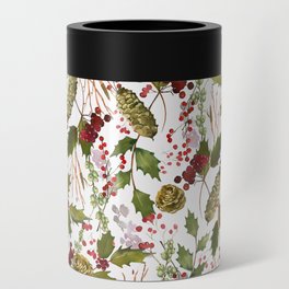 Merry Christmas - Winter Watercolor Pattern Can Cooler