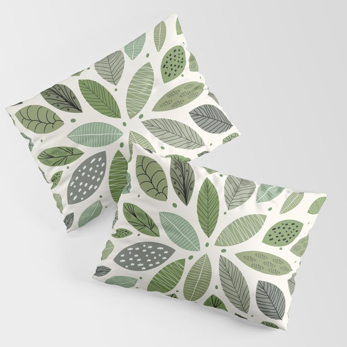 Mid-Century Green Leaves Kissenbezug Mid-Century Green Leaves Kissenbezug