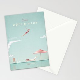 Vintage Côte d'Azur Travel Poster Stationery Card