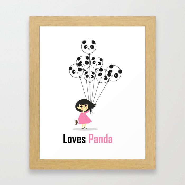Girl Loves Panda T-Shirt - Panda Lovers T-Shirt For Women Framed Art Print