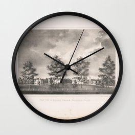 West view of Bowdoin College, Brunswick, Maine, Vintage Print Wall Clock