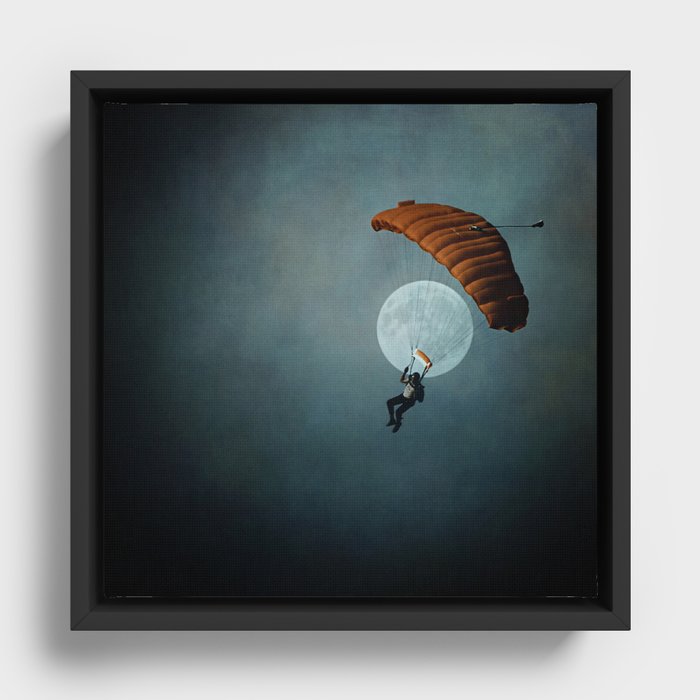 Skydiver's Moon Framed Canvas