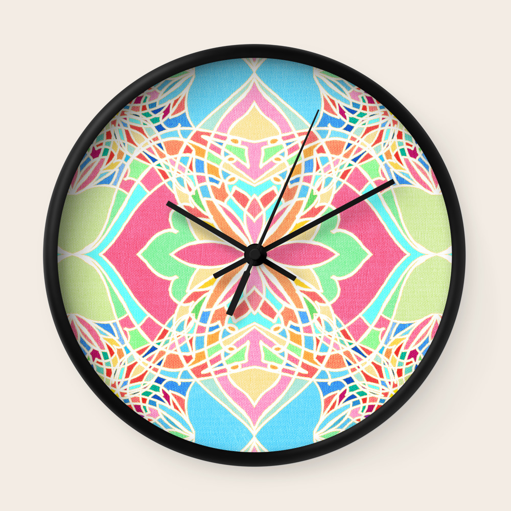 moroccan inspired bright pastel doodle design wall clock by micklyn society6 moroccan inspired bright pastel doodle design wall clock by micklyn