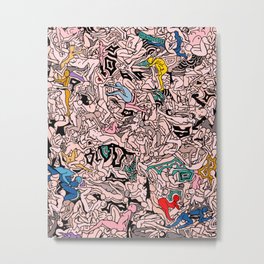 Kamasutra LOVE - Flesh Pink Metal Print | Body, Swim, People, Heart, Pop Art, Sex, Erotica, Figures, Nude, Pattern 