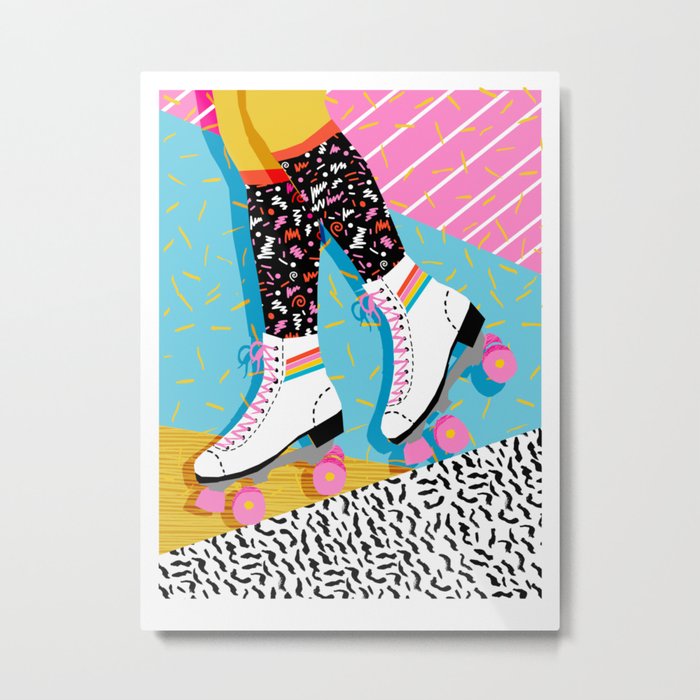 Steeze - 80's memphis rollerskating rad neon trendy art gifts throwback retro vibes Metal Print