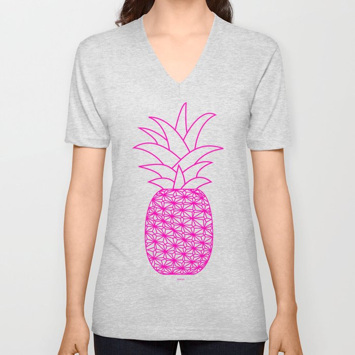 Ananas shock pink V Neck T Shirt