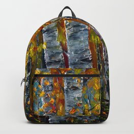 Autumn Aspen Trees with a Palette Knife Backpack