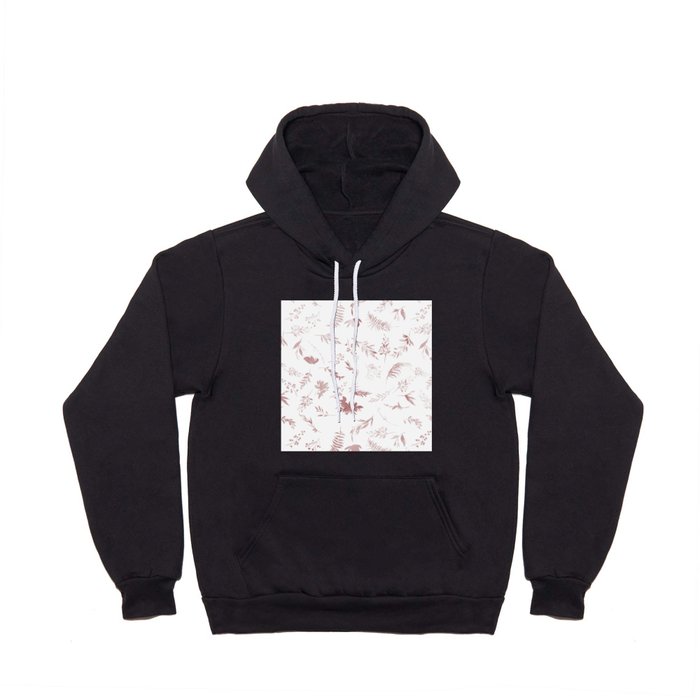 Modern Pink White Watercolor Gradient Floral Foliage Hoody