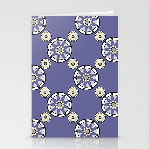 Purple Nine-Pointed Flower Pattern Stationery Cards