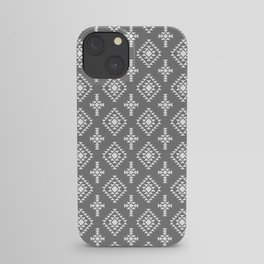 Grey and White Native American Tribal Pattern iPhone Case