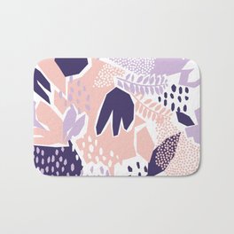 Pastel Cut-Out Abstract Collage Bath Mat | Bold, Pattern, Contrast, Vector, Leaves, Figurative, Illustration, Shapes, Floral, Spots 