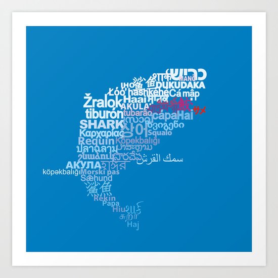 Shark in Different Languages Art Print