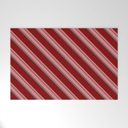 [ Thumbnail: Light Coral, Dim Grey & Maroon Colored Pattern of Stripes Welcome Mat ]