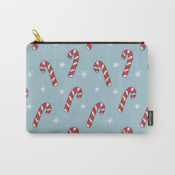 Candy Cane Pattern (light blue) Carry-All Pouch