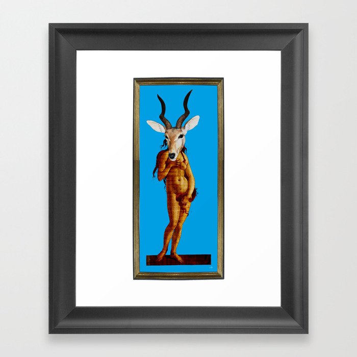 Deer Venus - blue Framed Art Print