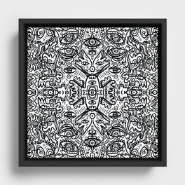 Black and White Graffiti Art Mandala Pattern  Framed Canvas
