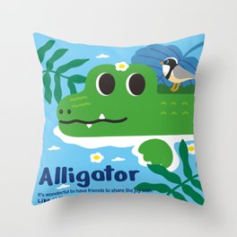 Like per Like Hi, baby alligator art print Throw Pillow