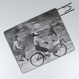 Women Riding Bicycles black and white photography / black and white photographs Picnic Blanket