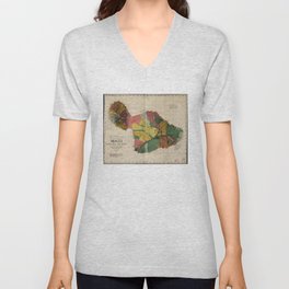 Vintage Map of Maui Hawaii (1885) V Neck T Shirt