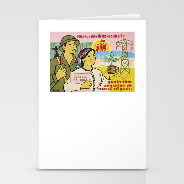 Vietnamese Poster: Determined To Build and Defend the Motherland Stationery Cards