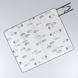 Black and White Fishes Picnic Blanket
