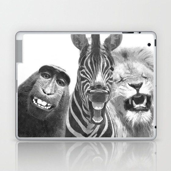 Black and White Jungle Animal Friends Laptop & iPad Skin