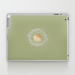 Watercolor Seashell and Sand on Sage Green Laptop Skin