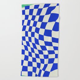 Blue checker fabric abstract Beach Towel