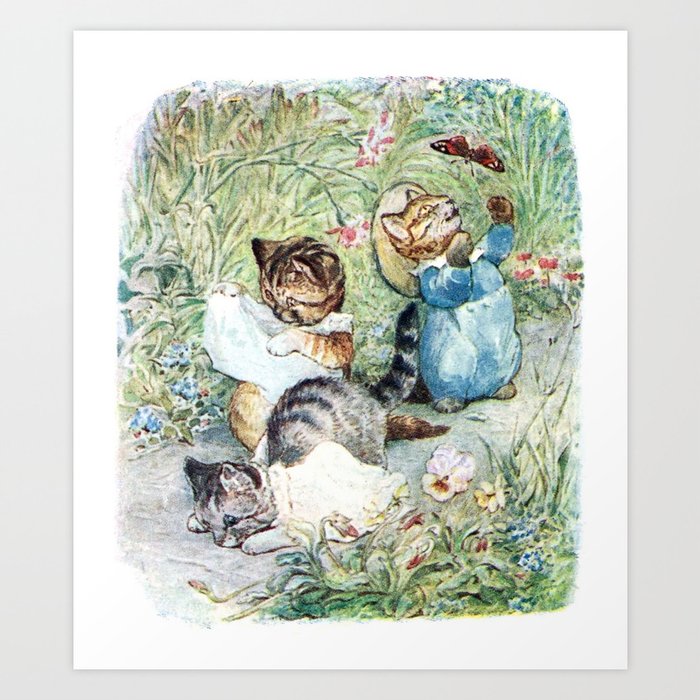 Kittens in the garden - Beatrix Potter Art Print