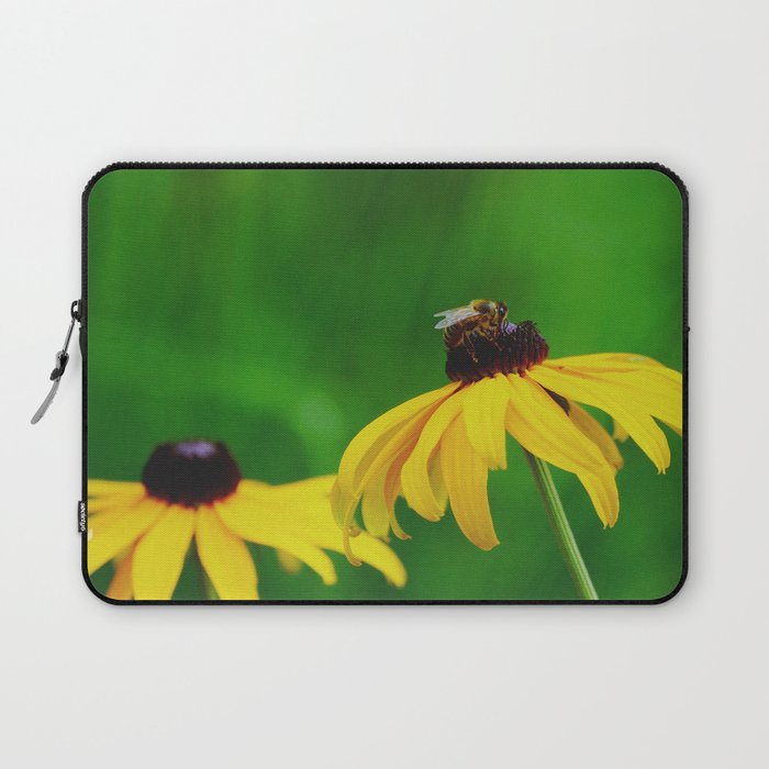 Honey Bee on Yellow Flower | Nature Photography Laptop Sleeve