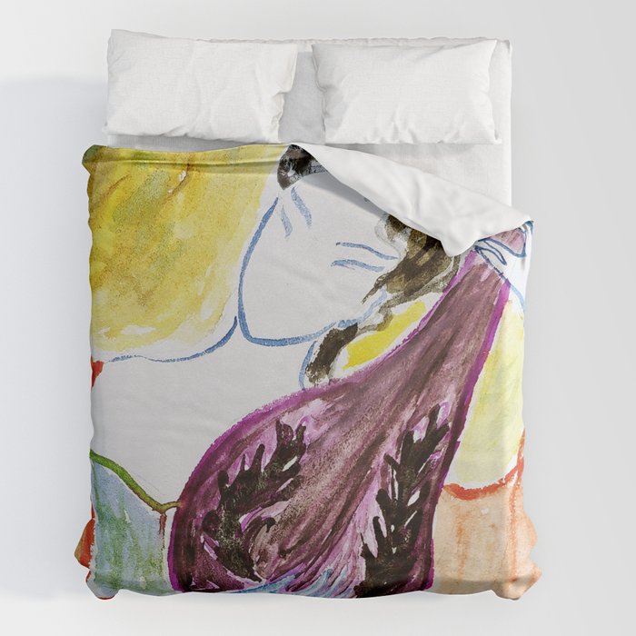 beauty playing lute Duvet Cover