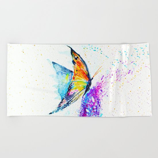butterfly on a flower Beach Towel