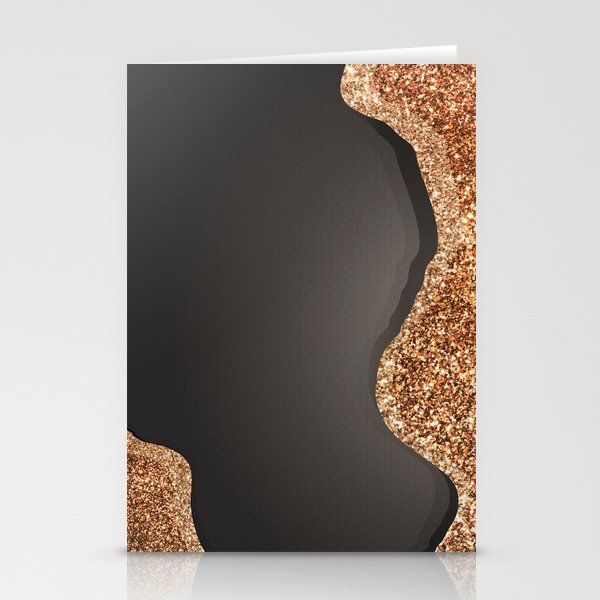 Black And Gold Glitter Sparkle Abstract Background,Shiny,shine,glam,luxury,Chic, Stationery Cards