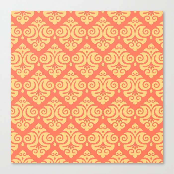 Victorian Modern Pattern in Yellow and Orange Canvas Print