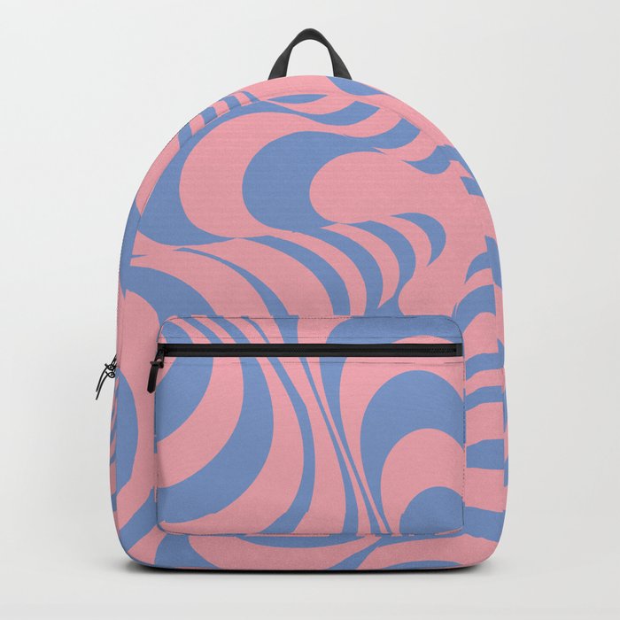 Abstract Groovy Retro Liquid Swirl Pink Blue Pattern Backpack