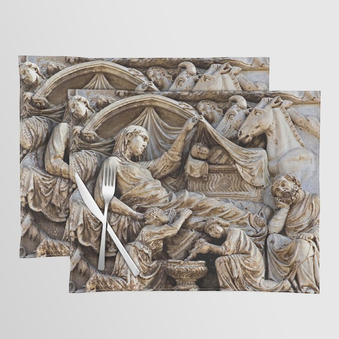 Orvieto Cathedral Relief Birth of Jesus Nativity Gothic Art Placemat