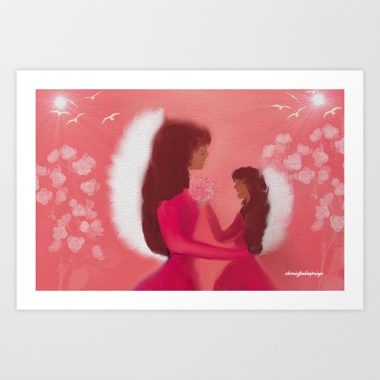 MOM AND DAUGHTER ANGELS Art Print
