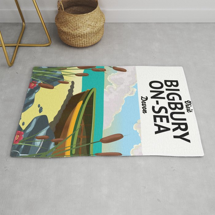 Bigbury-on-Sea Devon Seaside travel poster Rug