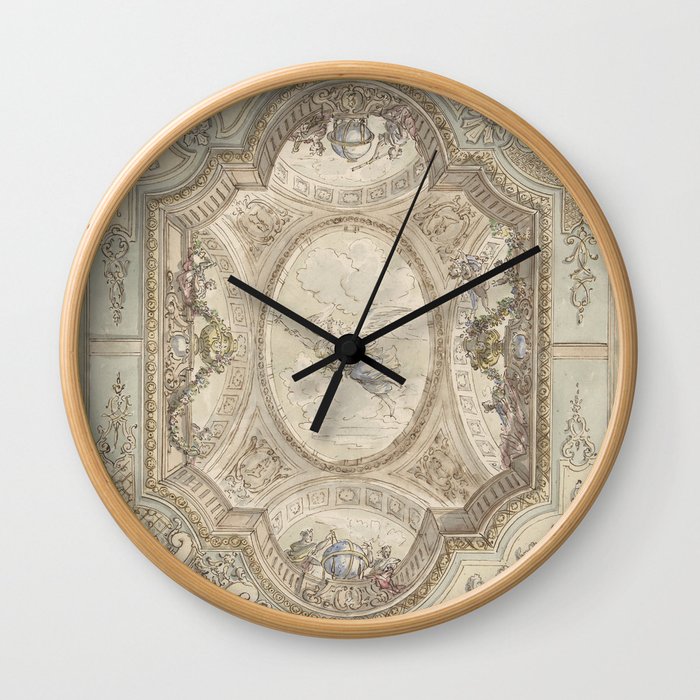 Design for a ceiling painting with a central representation of Aurora, Elias van Nijmegen, 1677 - 1755 Wall Clock