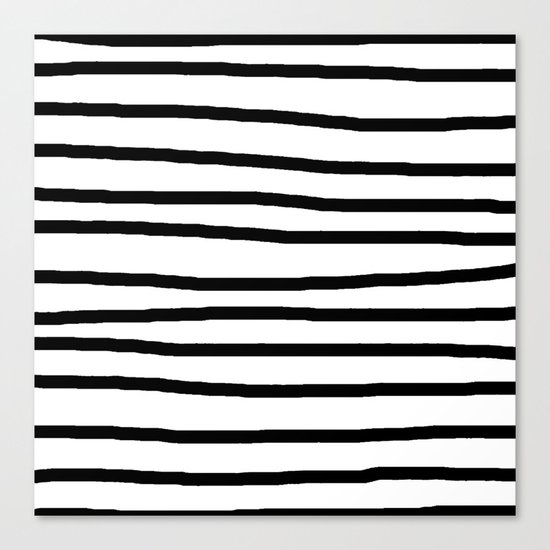 Simply Drawn Stripes in Midnight Black Canvas Print