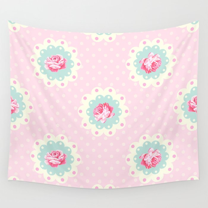 Shabby Chic Rose Pattern Wall Tapestry