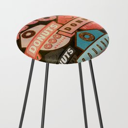 Retro distressed donuts collage Counter Stool