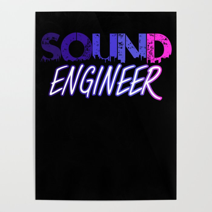 Sound Engineer Lettering Audio Mixer Music Poster