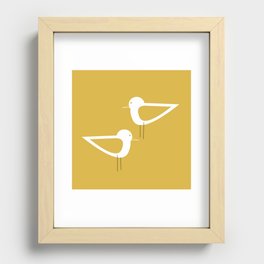 Shorebird Pair in Mustard and White - Minimalist Scandinavian Birds Recessed Framed Print