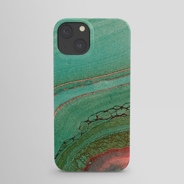 teal gold and pink acrylic agate iPhone Case