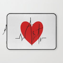 Art lovers illustration/ Hand drawn lettering, Artist's heartbeat monitor Laptop Sleeve