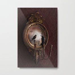 Brooke Figer - Reflection on Perception Metal Print | Digital, Victorian, Verticalart, Bird, Crow, Victorianart, Birdart, Mirrordrawing, Birdmirror, Modernart 