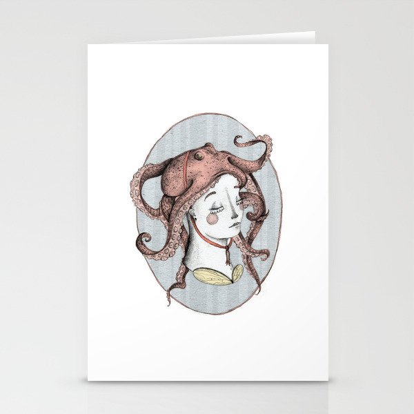 The Girl with an Octopus Hat Stationery Cards