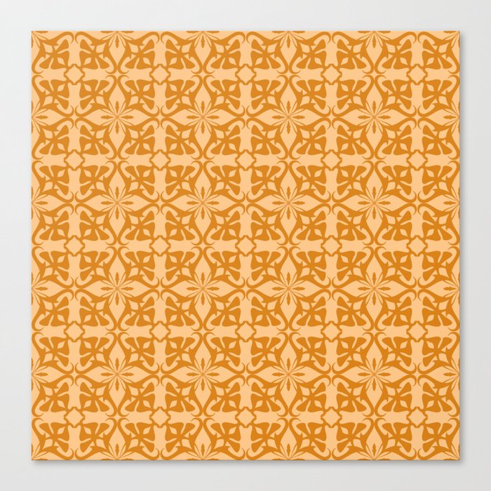 Ethnic Pattern Medieval Irish Celtic Tiles Orange Canvas Print